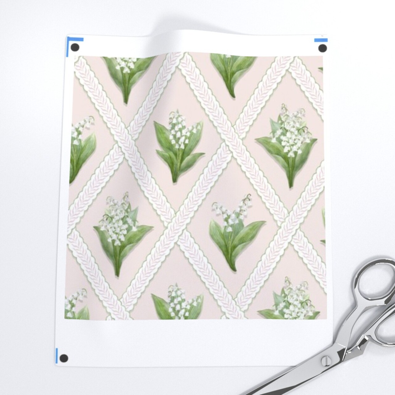 Blush Floral Botanical Lily Of The Valley Lattice Garden Party Springtime Granny Chic Cottagecore Small Scale Custom Pre-pasted Wallpaper by Spoonflower Pre-Pasted Wallpaper 2FT Wide